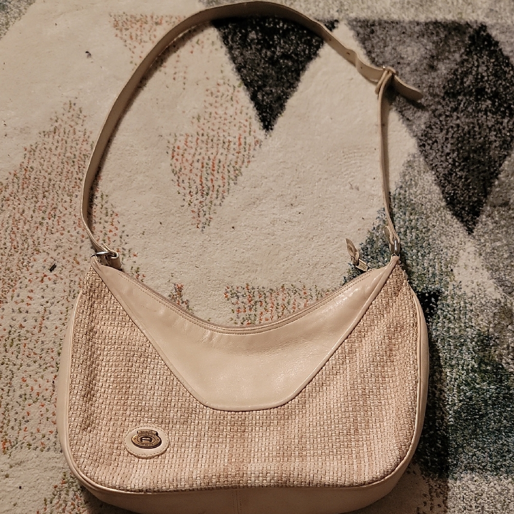 Etienne Aigner Cream and Tan Shoulder Bag